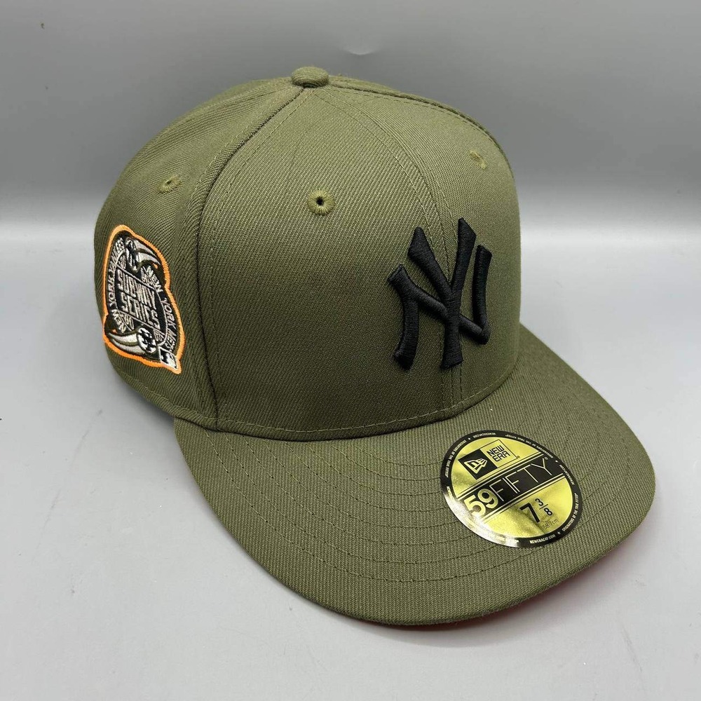New York Yankees MLB Hat Men 7 3/8 Green Orange 59Fifty New Era Fitted Cap